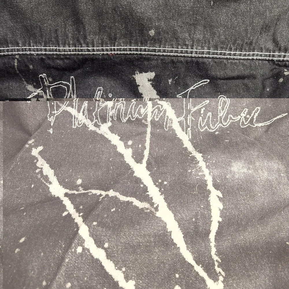 Vintage Platinum FUBU Mens Black Acid Splash Denim Jacket‎ Size L